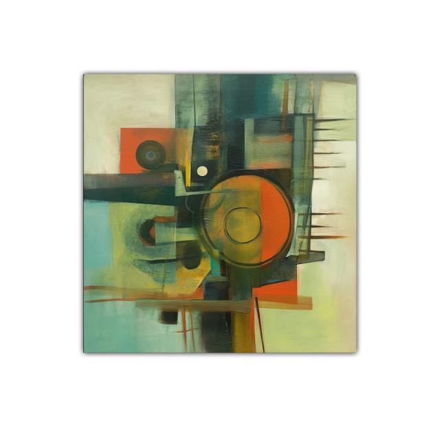 Composición abstracta con formas circulares y tonos cálidos