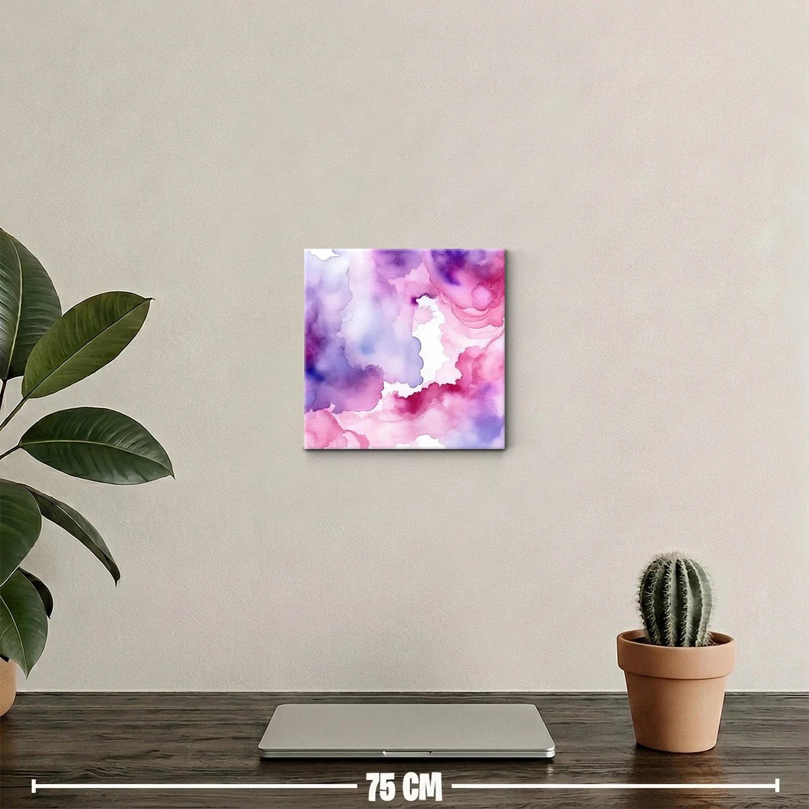 Cuadro abstracto con tonos morados y rosas vibrantes — miniatura 2