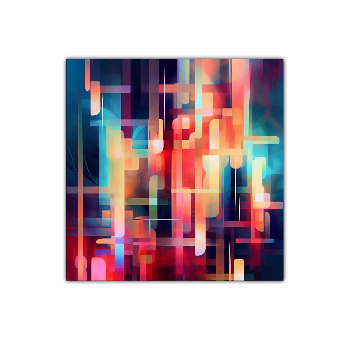 Composición abstracta vibrante con tonos cálidos y fríos