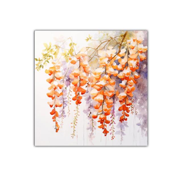 Cuadro decorativo con racimos florales en tonos cálidos