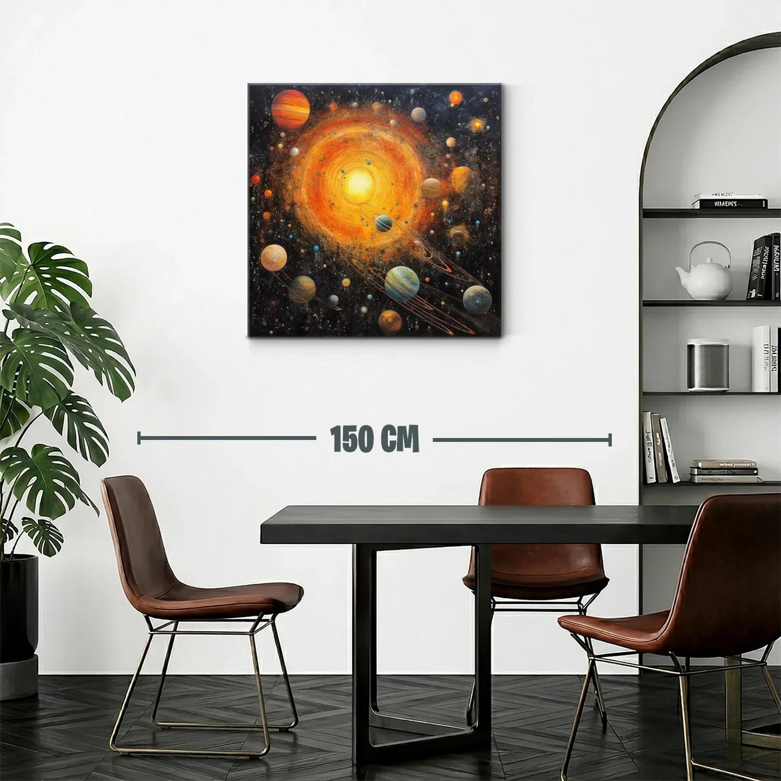 Cuadro Galaxia Vibrante con Planetas y Sol Radiante — miniatura 2
