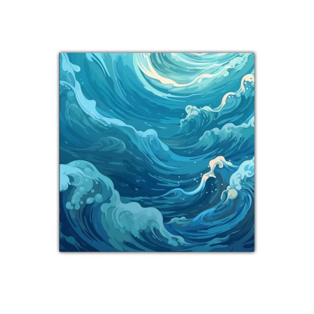 Cuadro de olas en movimiento con tonos azulados