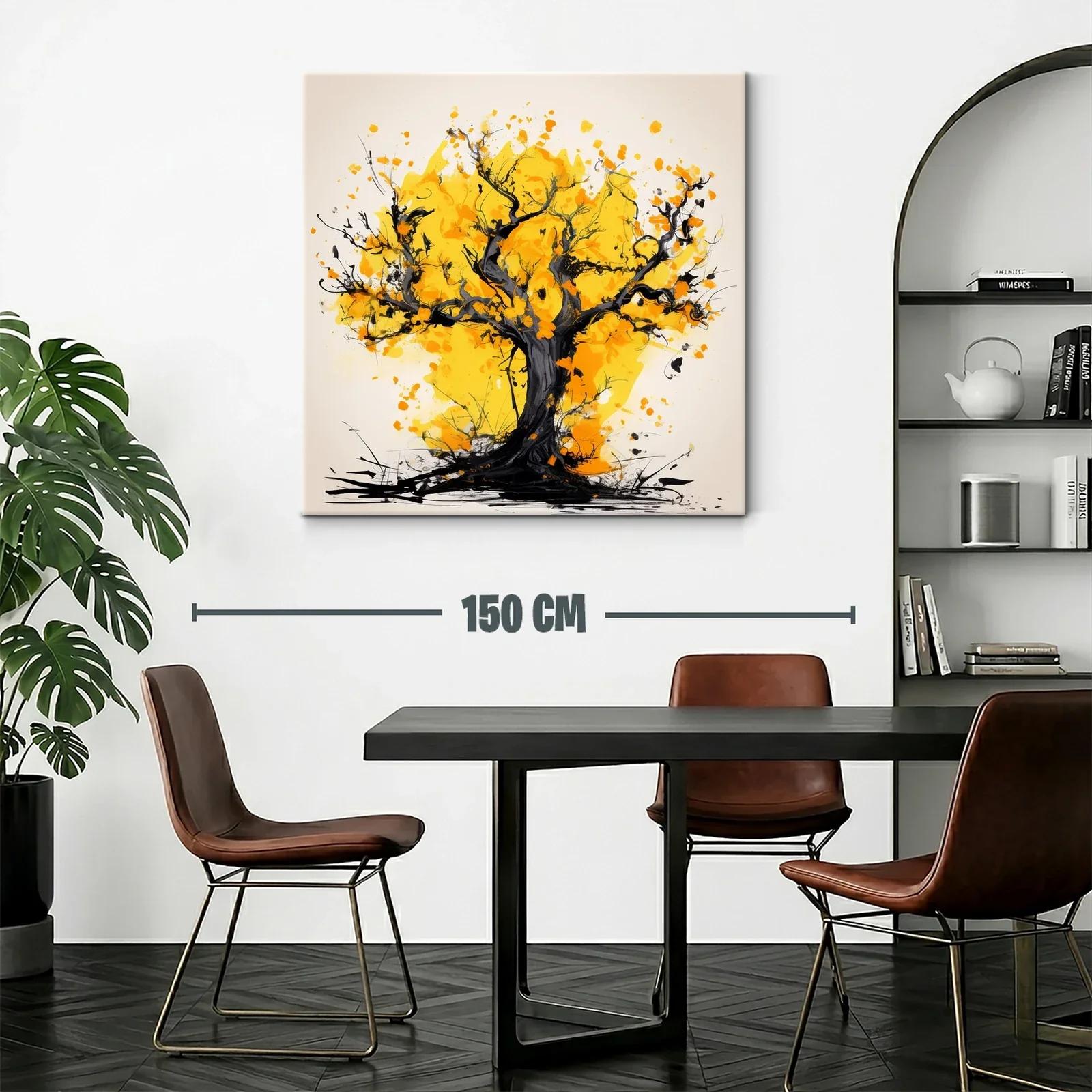 Árbol vibrante con hojas doradas en composición expresiva — miniatura 2