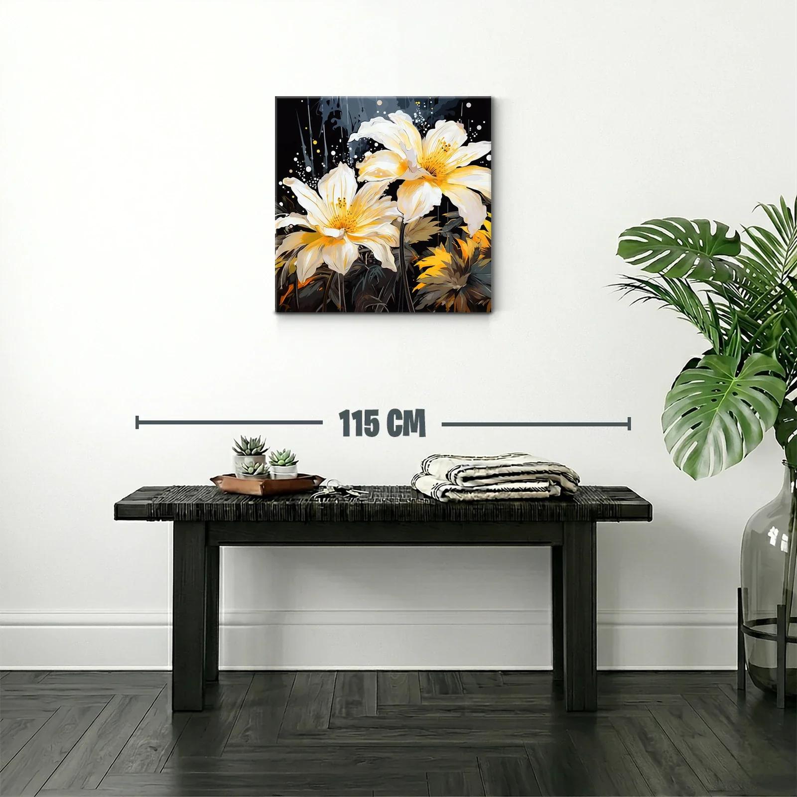 Flores luminosas en tonos amarillos sobre fondo oscuro — miniatura 2