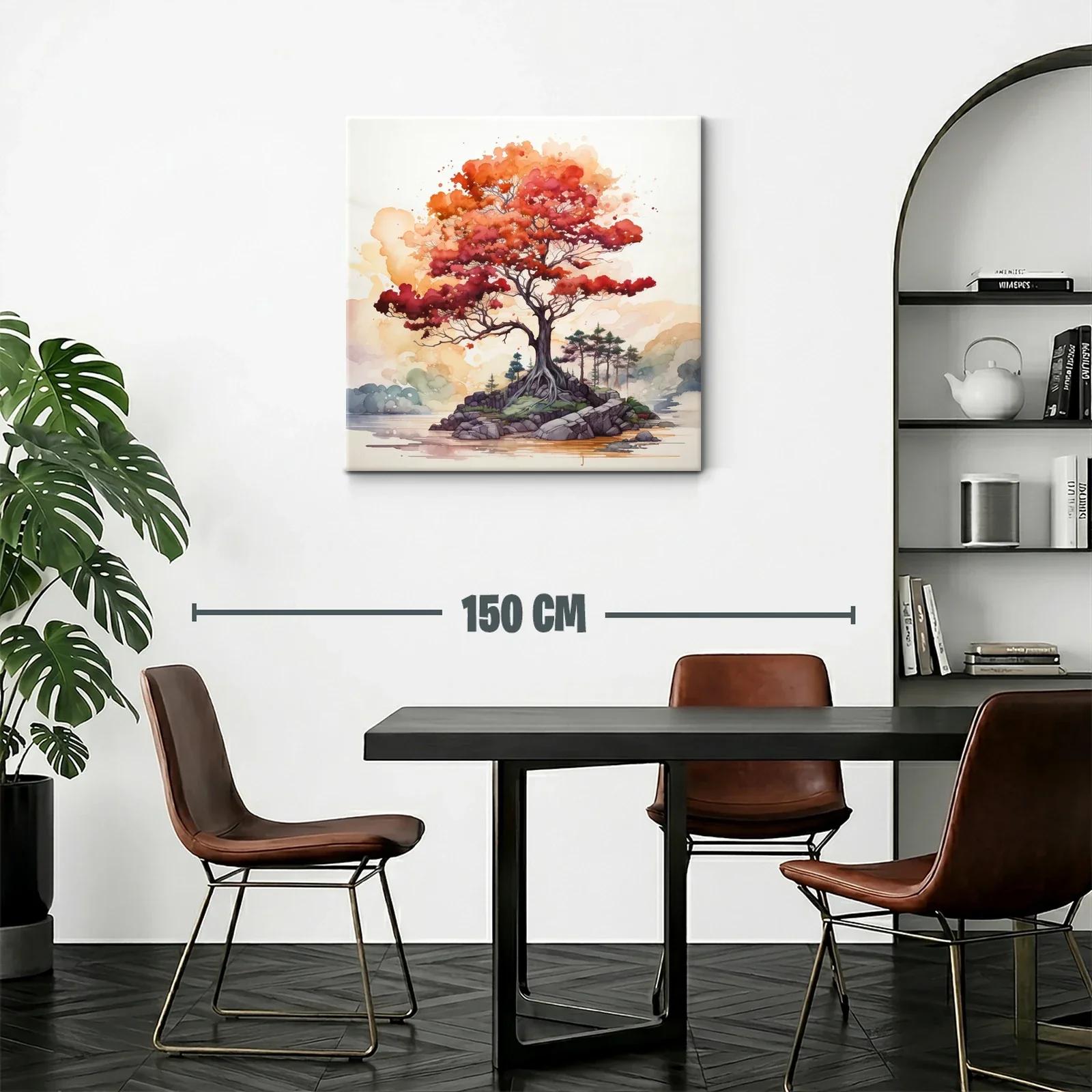 Árbol rojizo en isla junto a un lago sereno — miniatura 2
