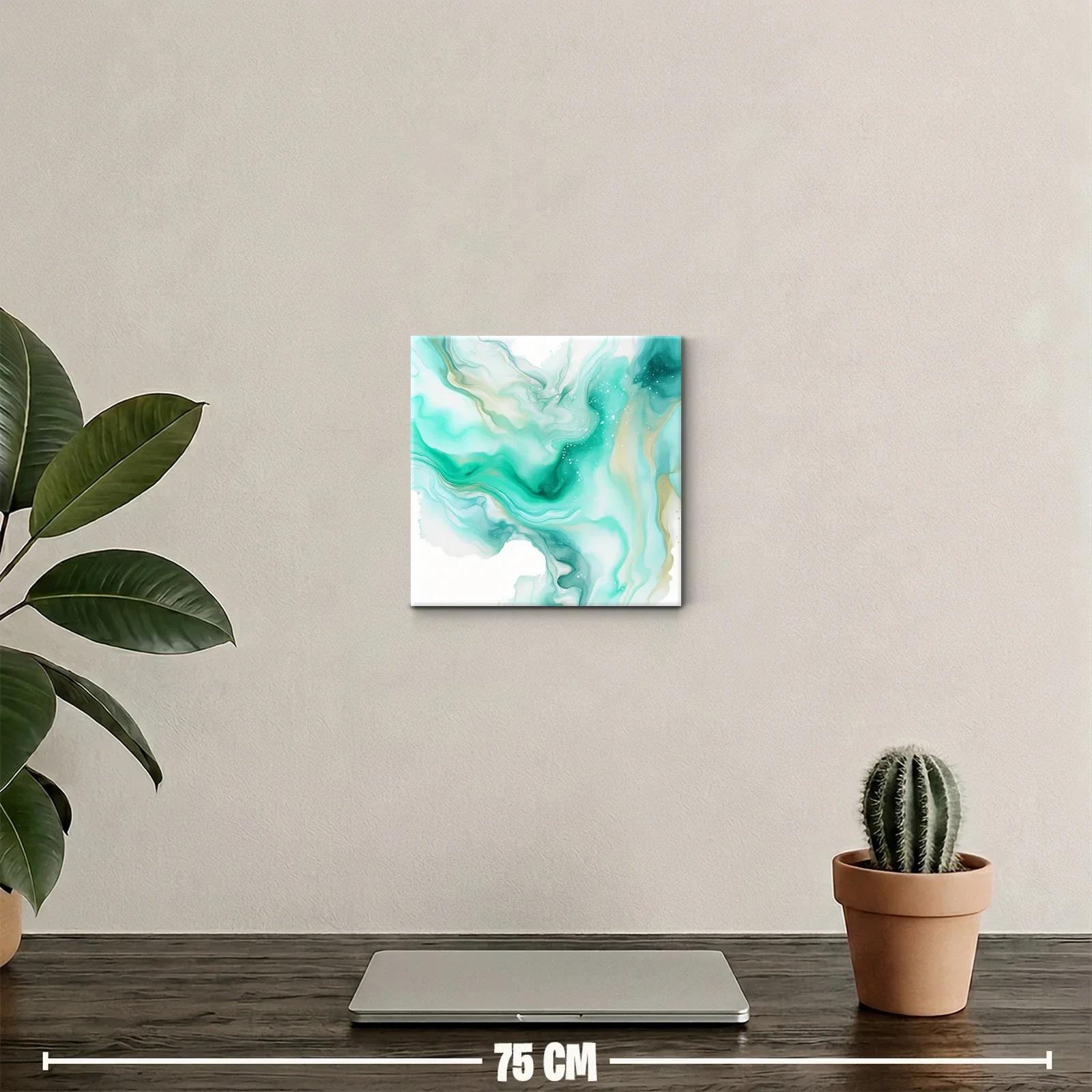 Cuadro abstracto en tonos verdes y dorados para decoración — miniatura 2