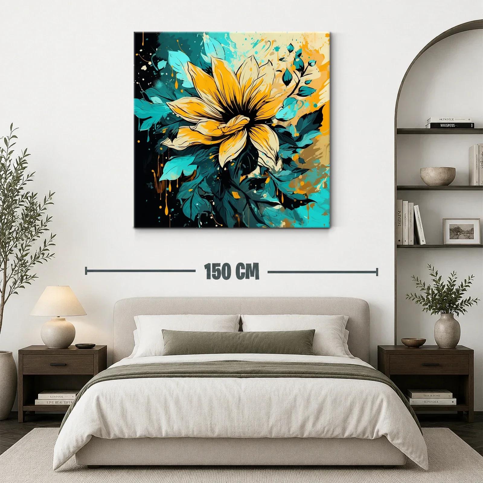 Vibrante flor amarilla con hojas en tonos azulados — miniatura 3