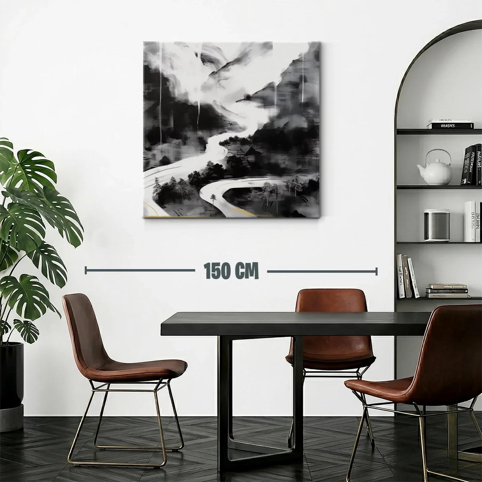 Paisaje abstracto en tonos grises con sinuoso camino — miniatura 2