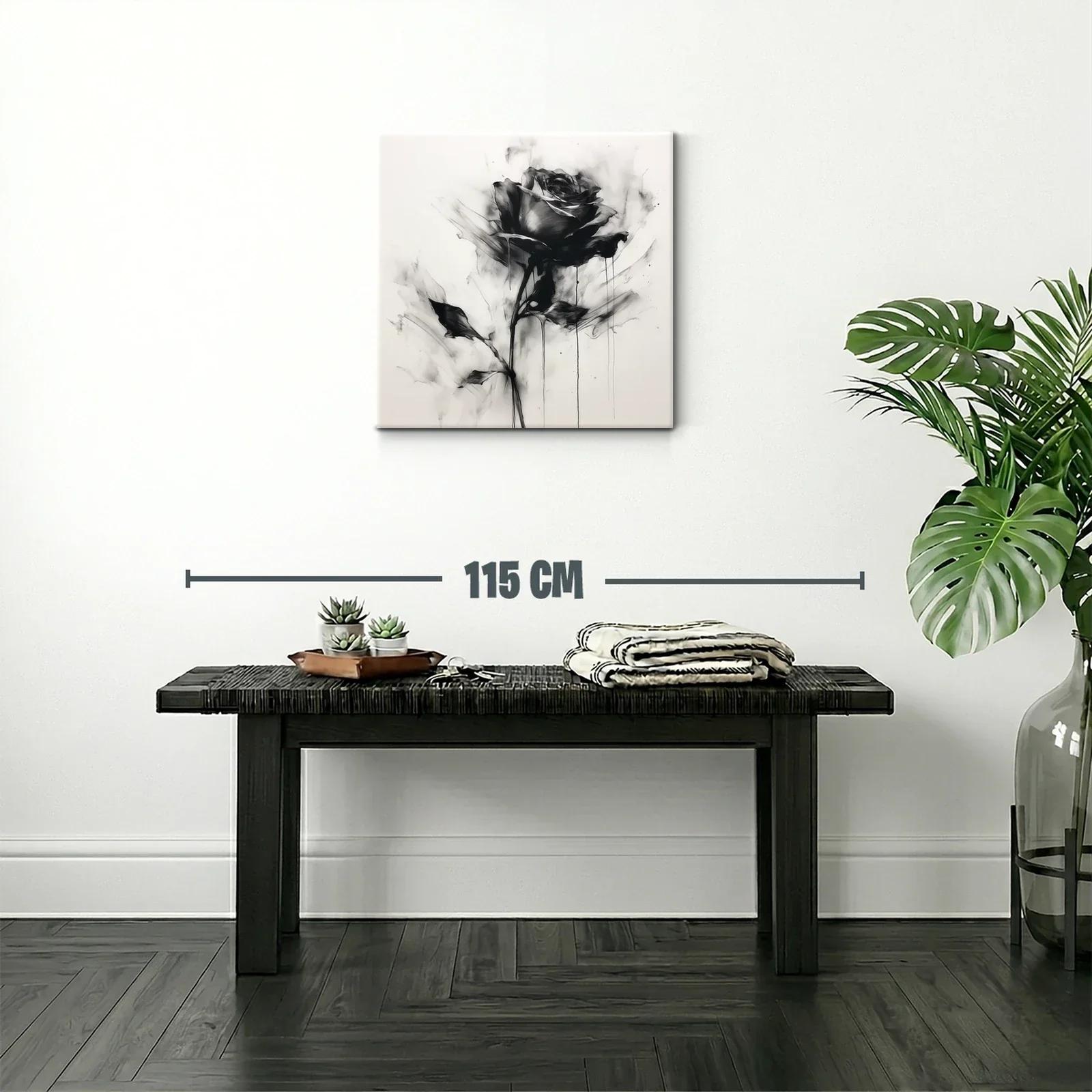 Rosa en blanco y negro con efecto acuarela y trazos fluidos — miniatura 2