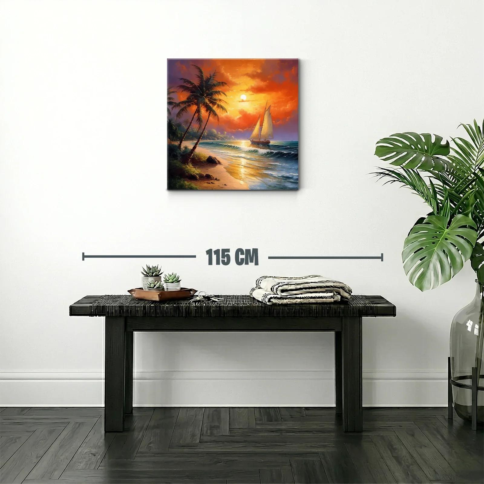 Atardecer tropical con velero navegando en el mar — miniatura 2