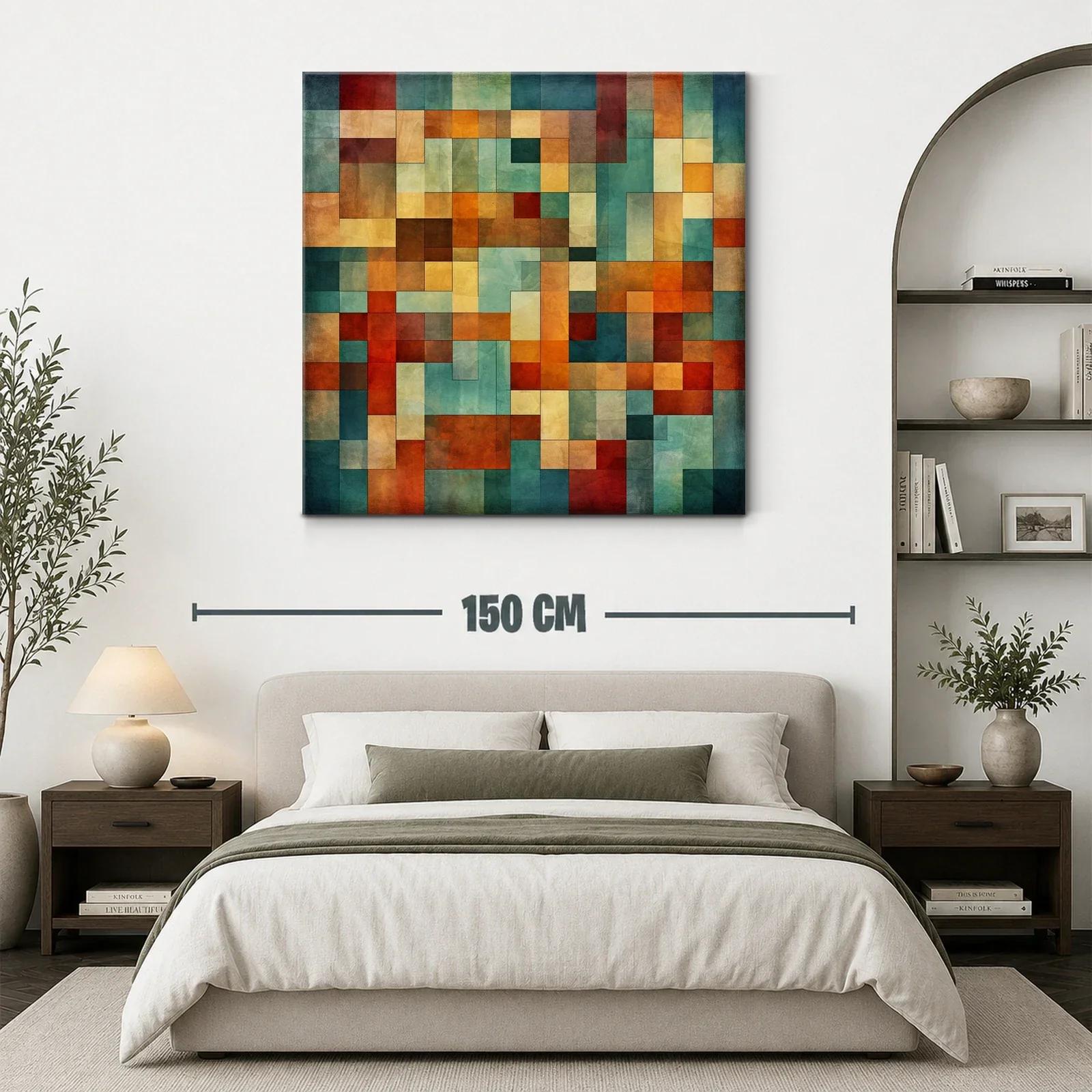 Composición abstracta con bloques en tonos cálidos y frescos — miniatura 3
