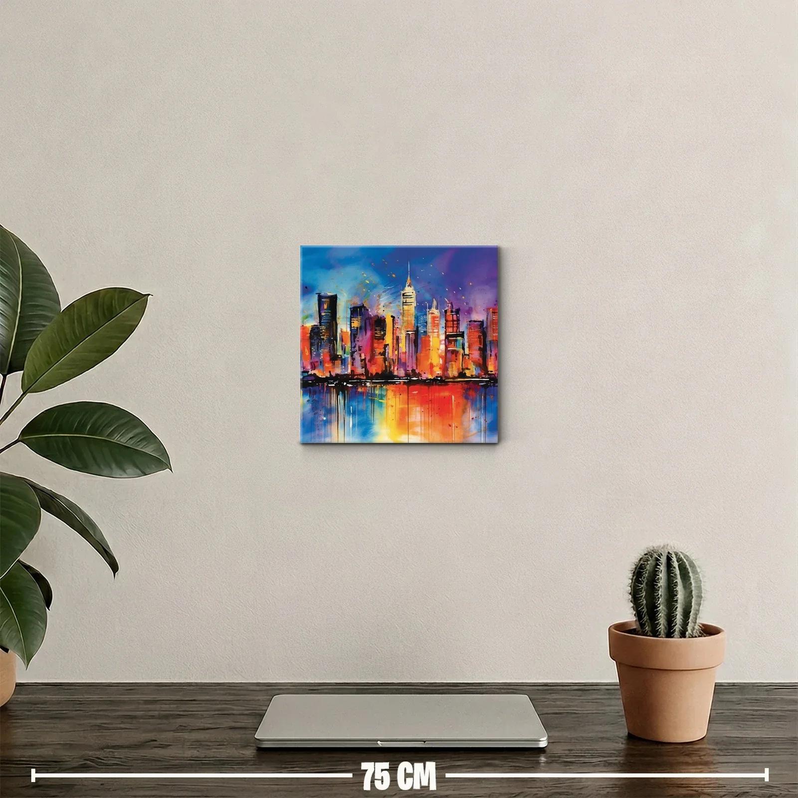 Vibrante ciudad nocturna entre luces y reflejos coloridos — miniatura 2