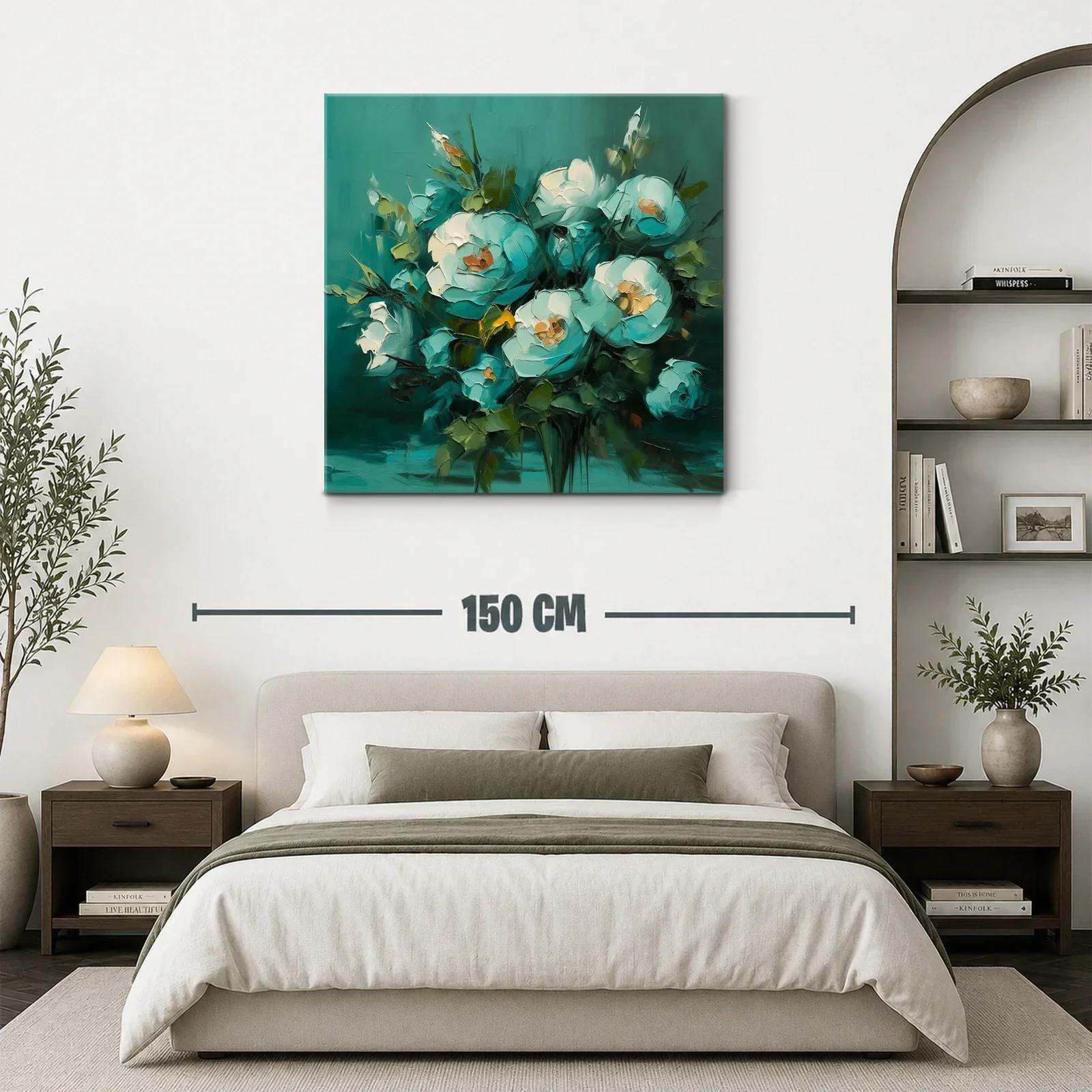 Cuadro floral en tonos verdes y azules suaves — miniatura 3