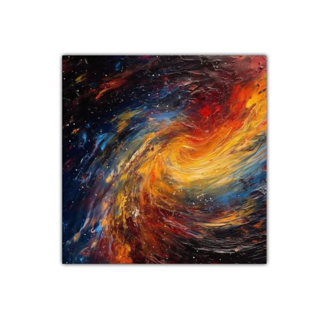 Cuadro abstracto con remolino de colores cósmicos vibrantes