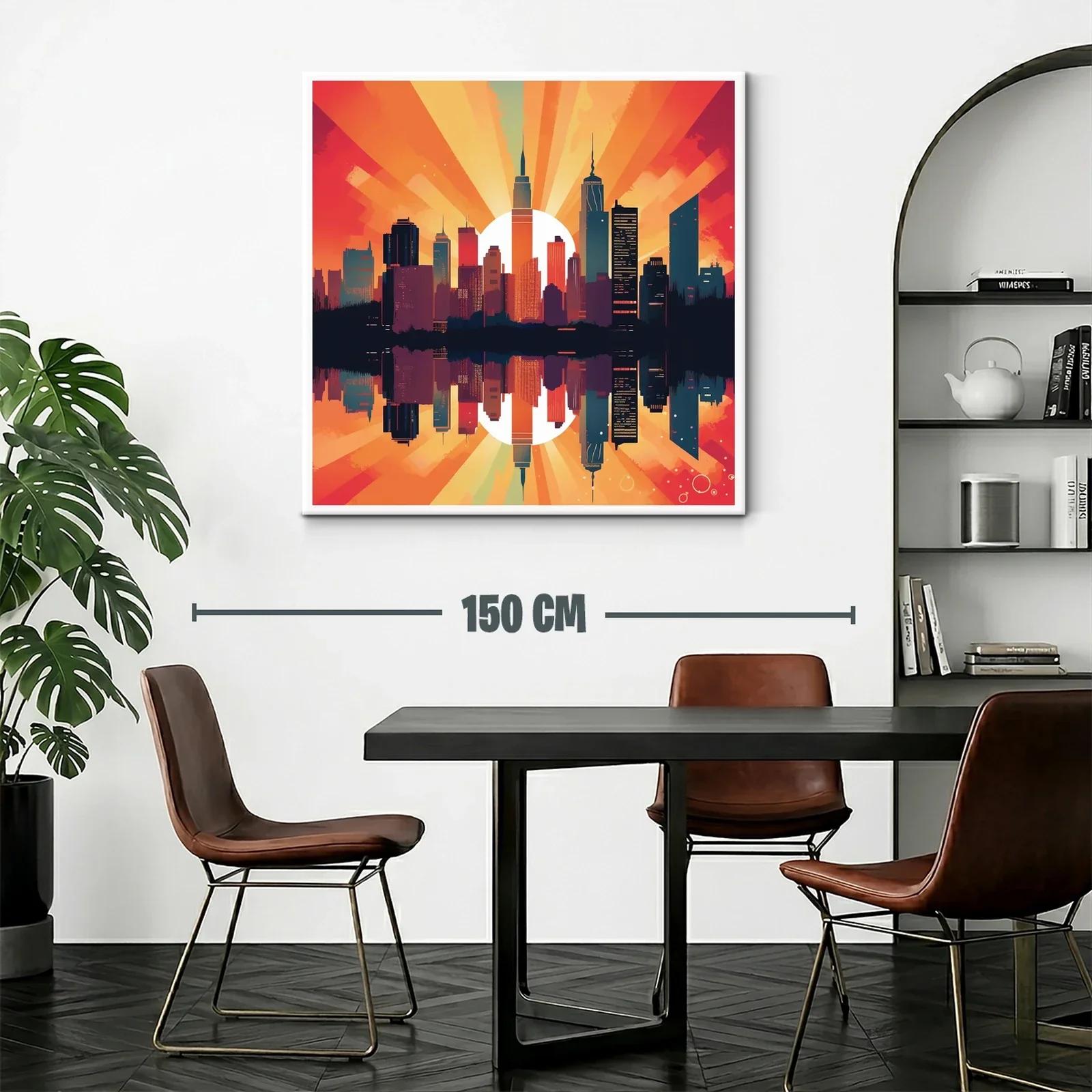 Atardecer urbano con reflejo sobre el agua vibrante — miniatura 2