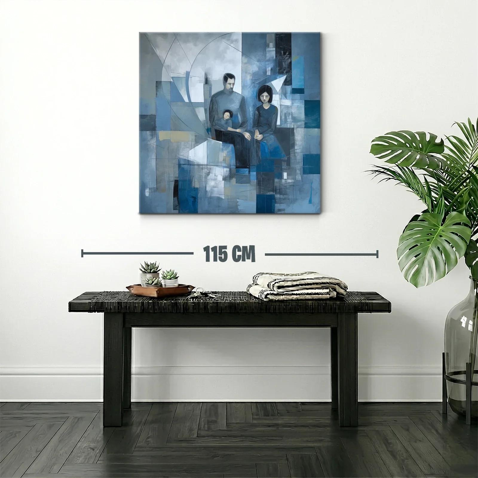 Composición abstracta de familia en tonos fríos y azules — miniatura 2