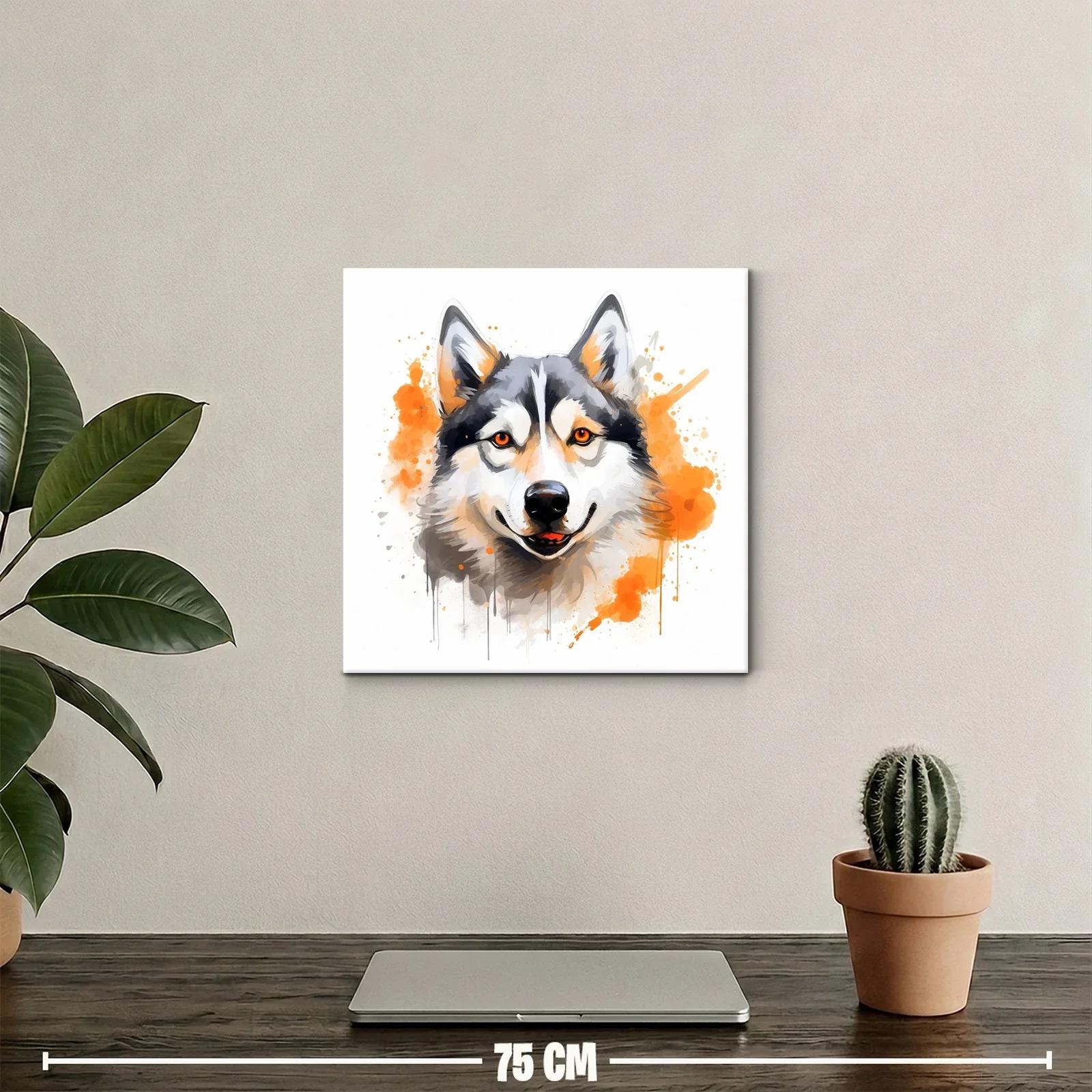Retrato vibrante de un lobo con toques naranjas — miniatura 2