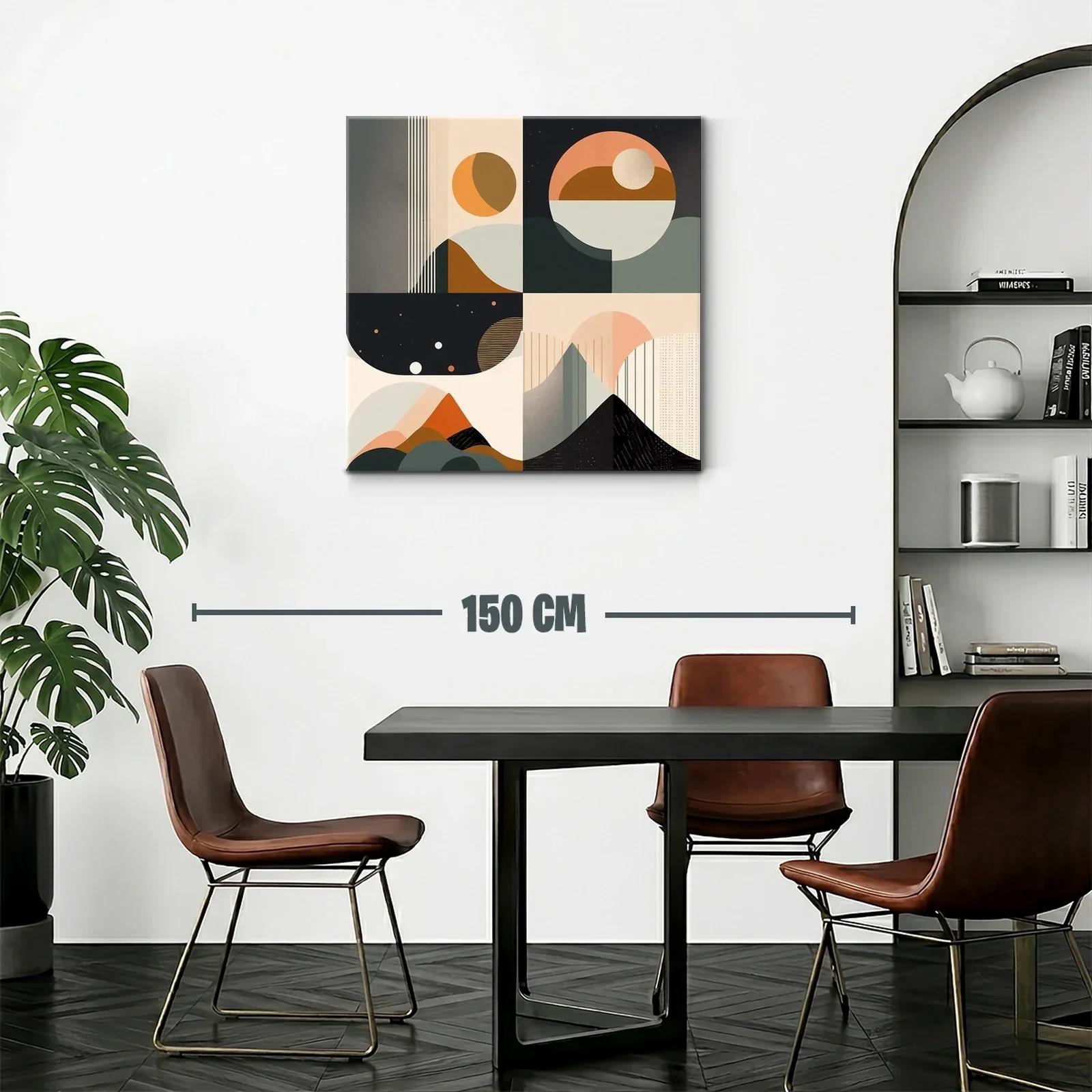 Cuadro abstracto con formas geométricas y tonos cálidos — miniatura 2