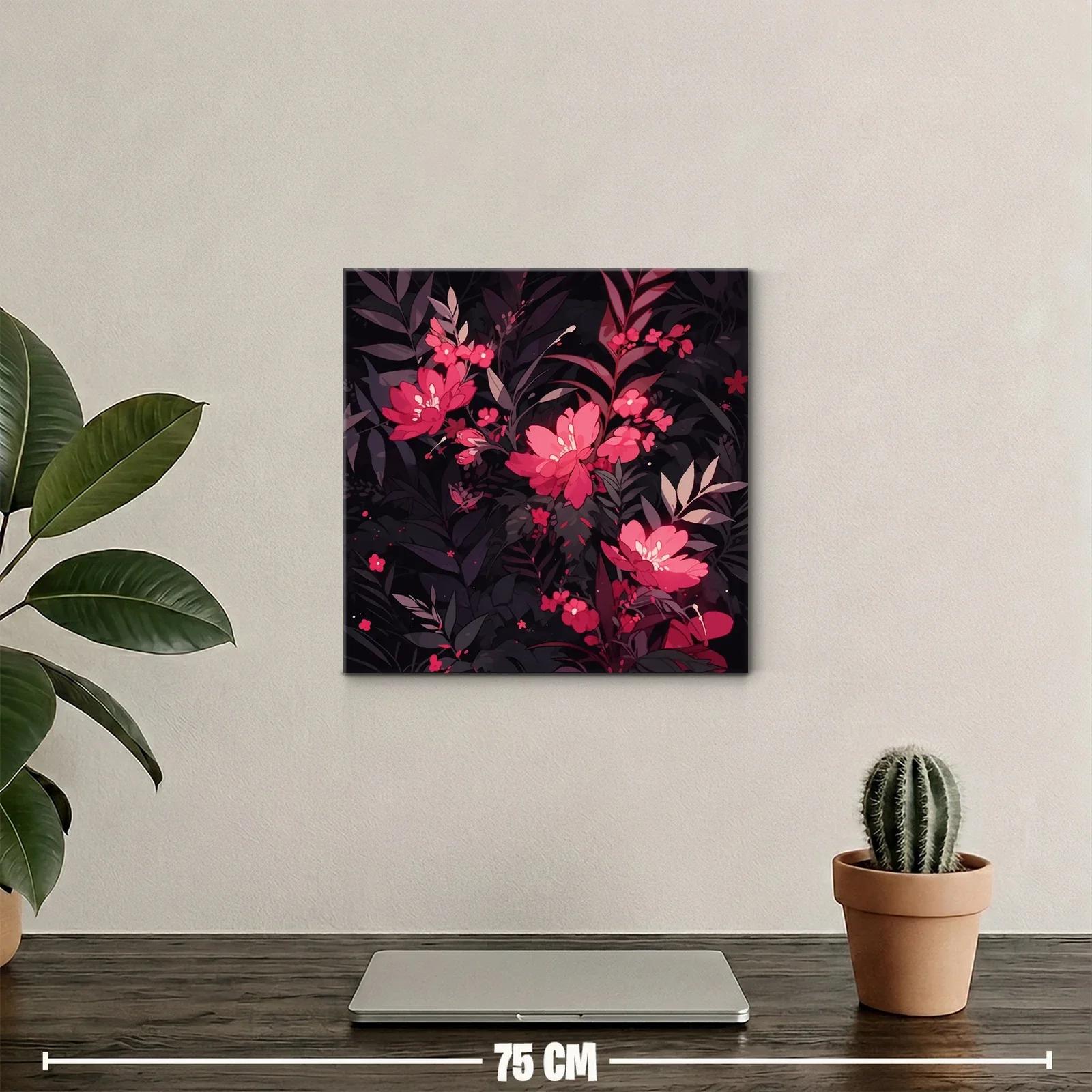 Cuadro de flores rojas sobre fondo oscuro elegante y moderno — miniatura 2