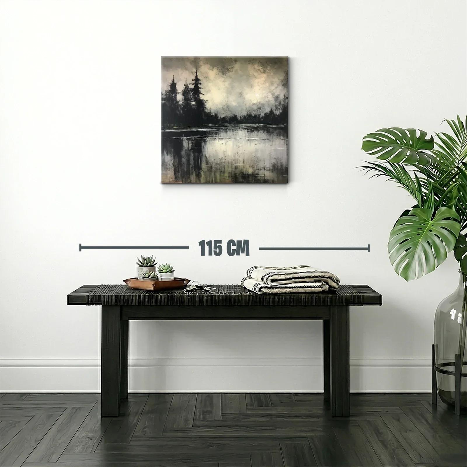 Paisaje abstracto con reflejos en tonos neutros y negros — miniatura 2