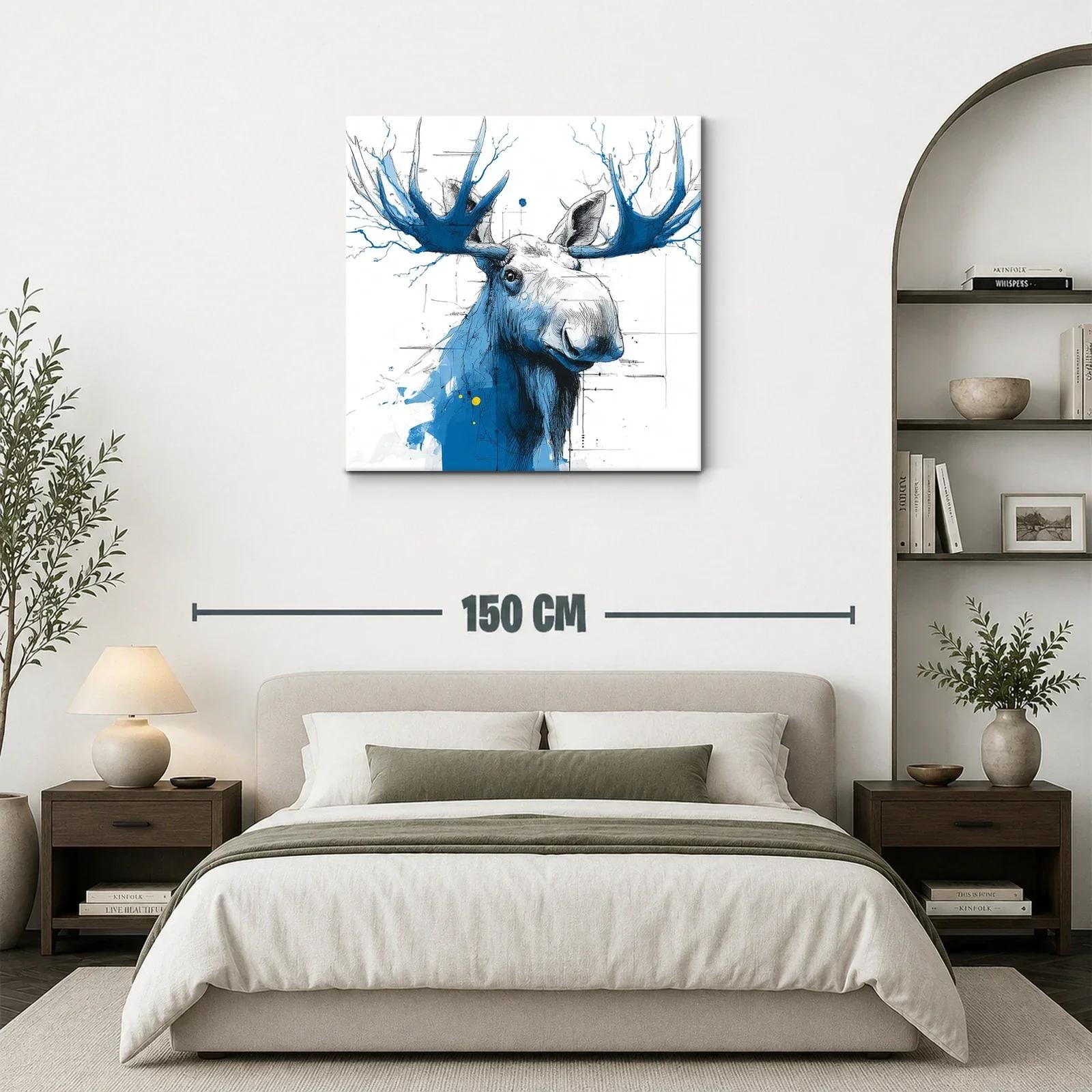 Cabeza de alce con suaves tonos azulados y detalles lineales — miniatura 3