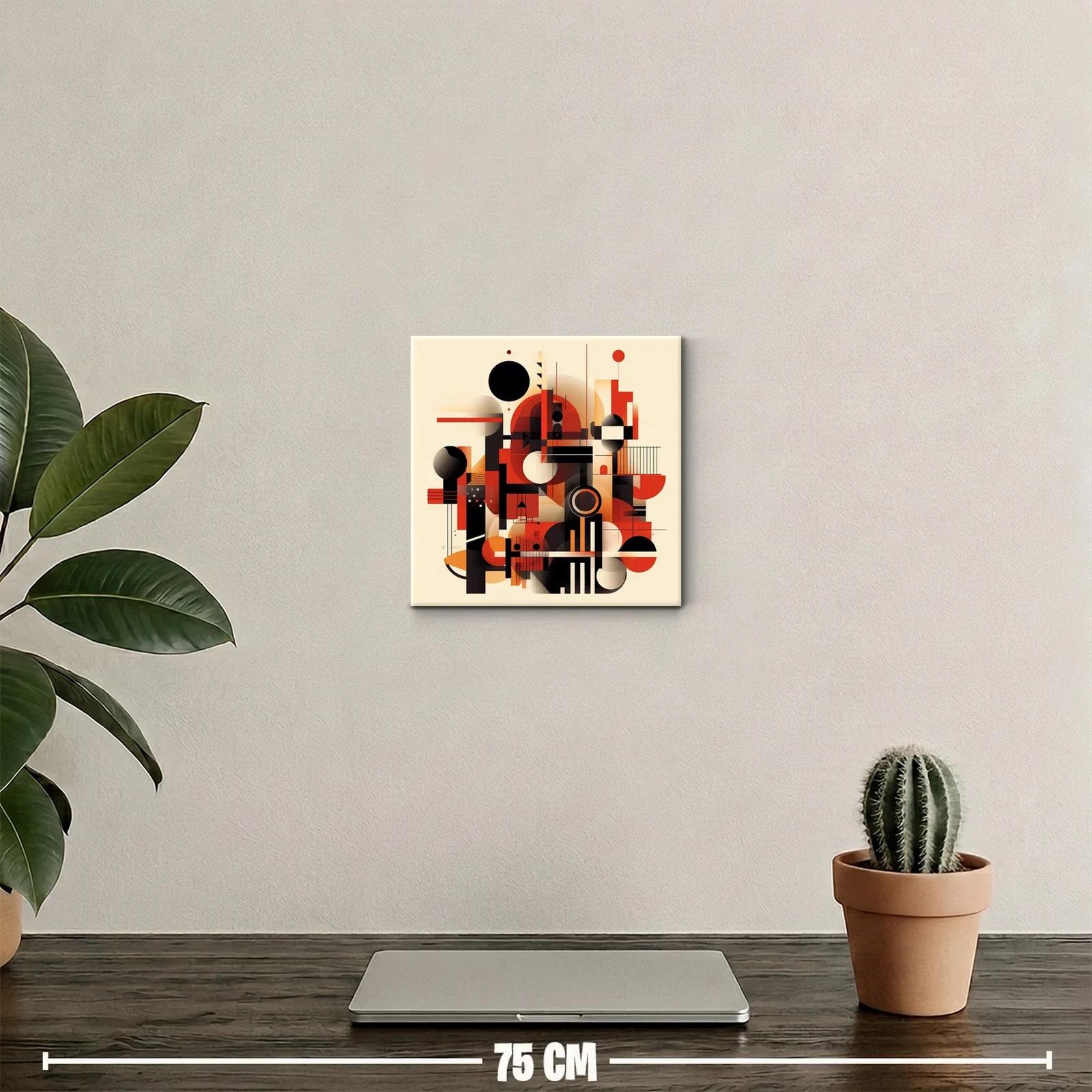 Cuadro abstracto con formas geométricas en tonos cálidos — miniatura 2