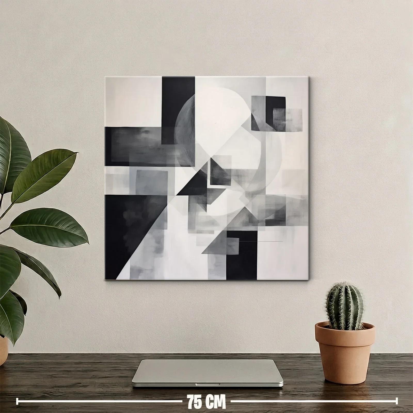 Cuadro abstracto en tonos neutros y formas geométricas — miniatura 2