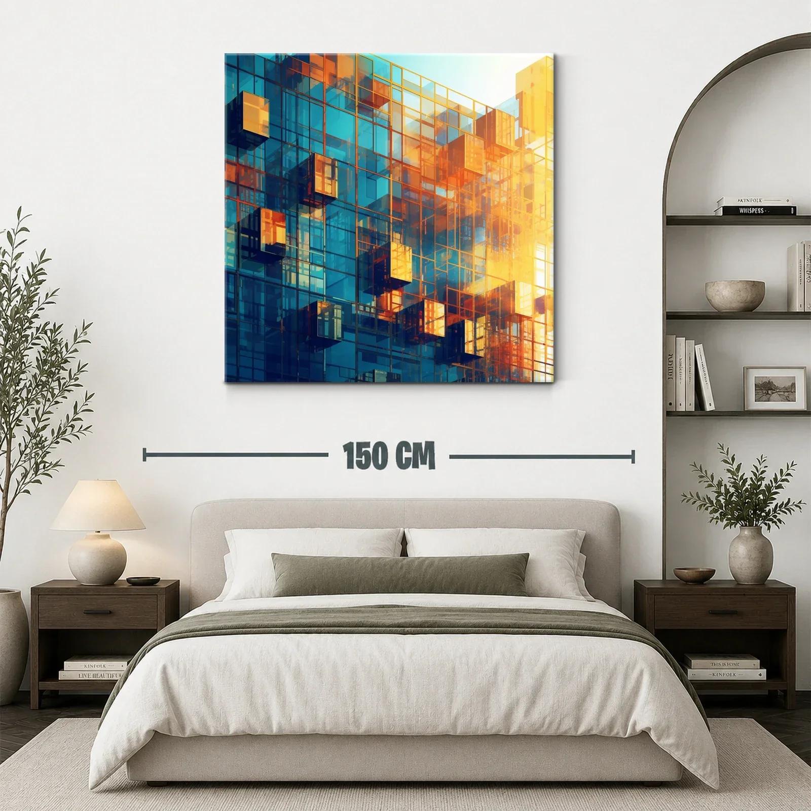 Composición arquitectónica en azul y naranja vibrante — miniatura 3