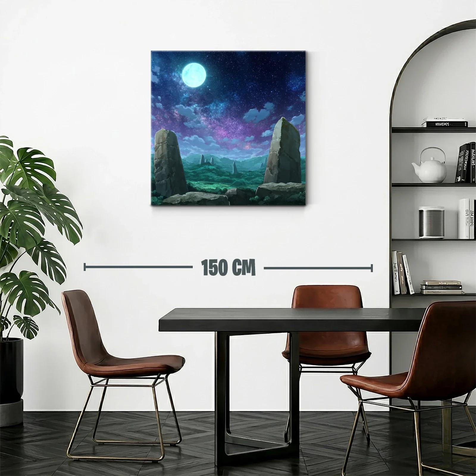 Paisaje nocturno con piedras monolíticas y cielo estrellado — miniatura 2