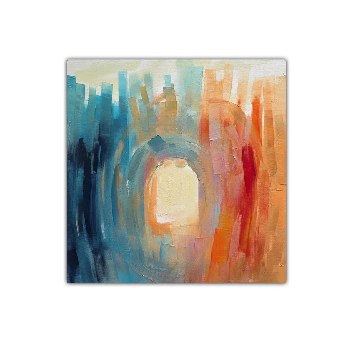Cuadro Abstracto en Tonos Cálidos y Fríos para Decoración Moderna