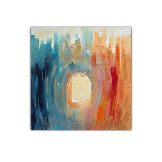 Cuadro Abstracto en Tonos Cálidos y Fríos para Decoración Moderna