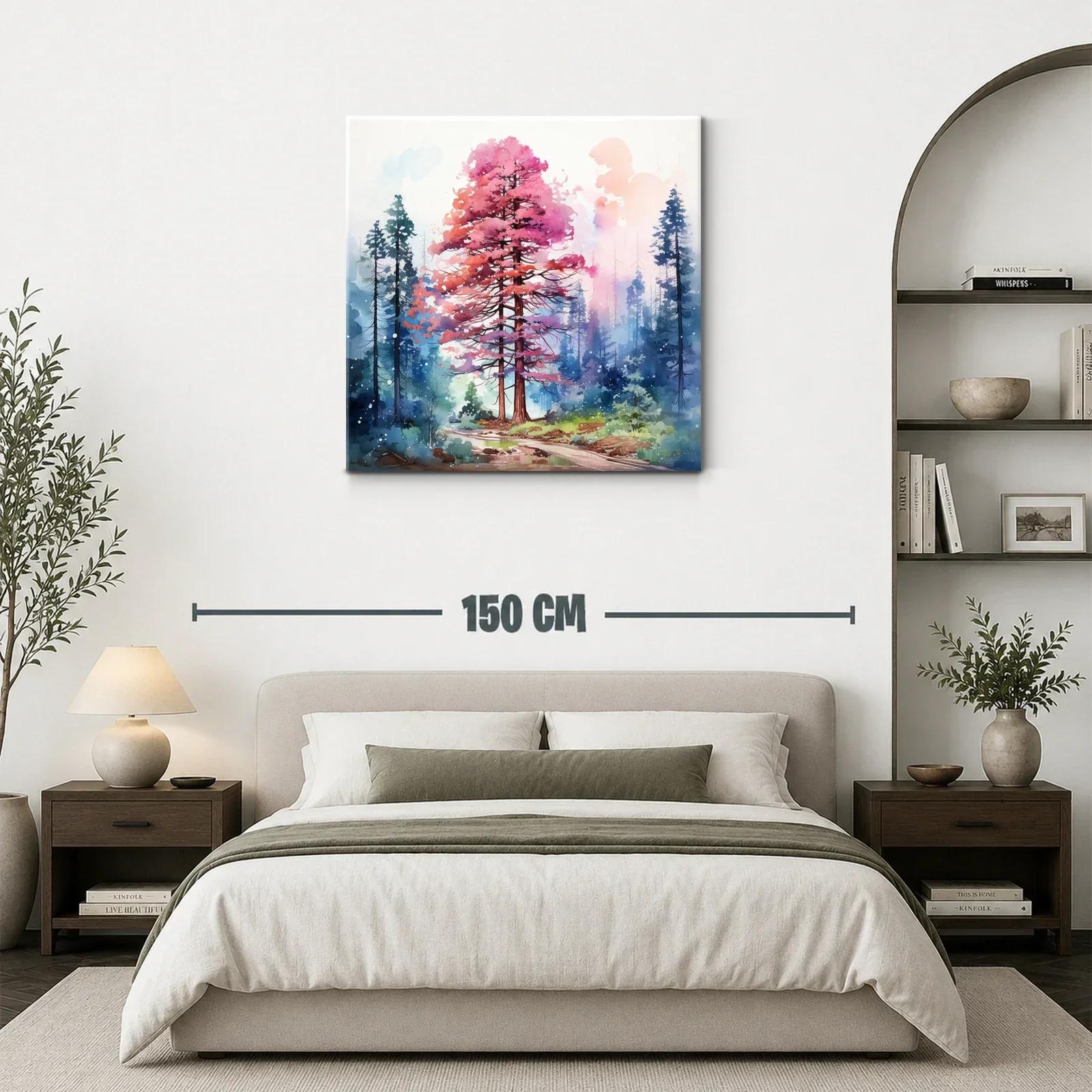 Bosque onírico con árboles en tonos rosas y azules — miniatura 3