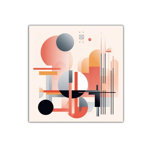 Composición abstracta con formas geométricas y tonos cálidos