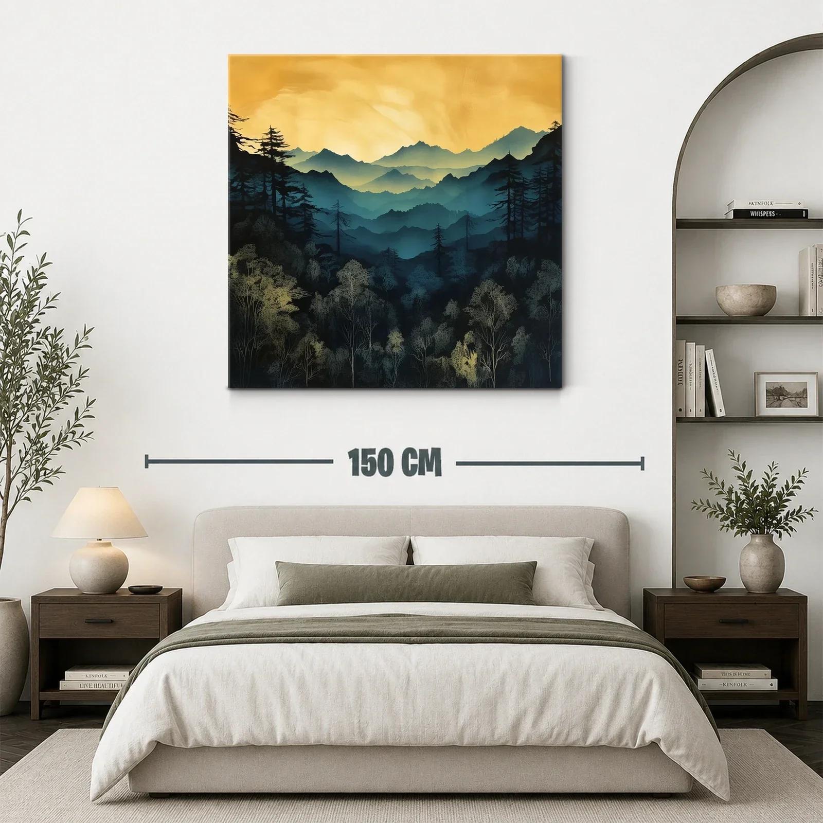 Atardecer dorado sobre montañas y bosques silentes — miniatura 3