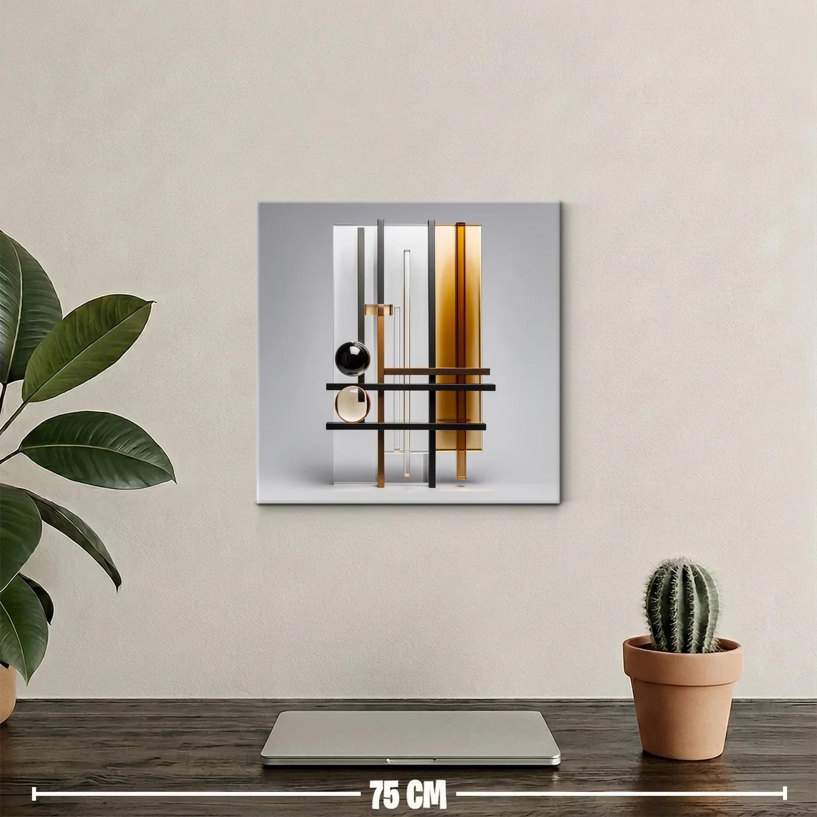 Composición geométrica moderna con tonos ámbar y negro — miniatura 2