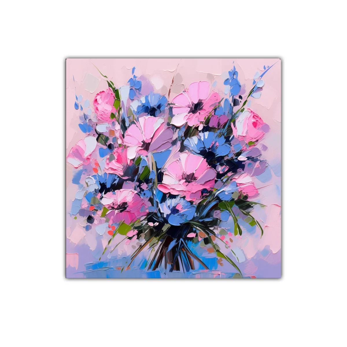 Ramo de flores en tonos rosas y azules vibrantes — imagen principal