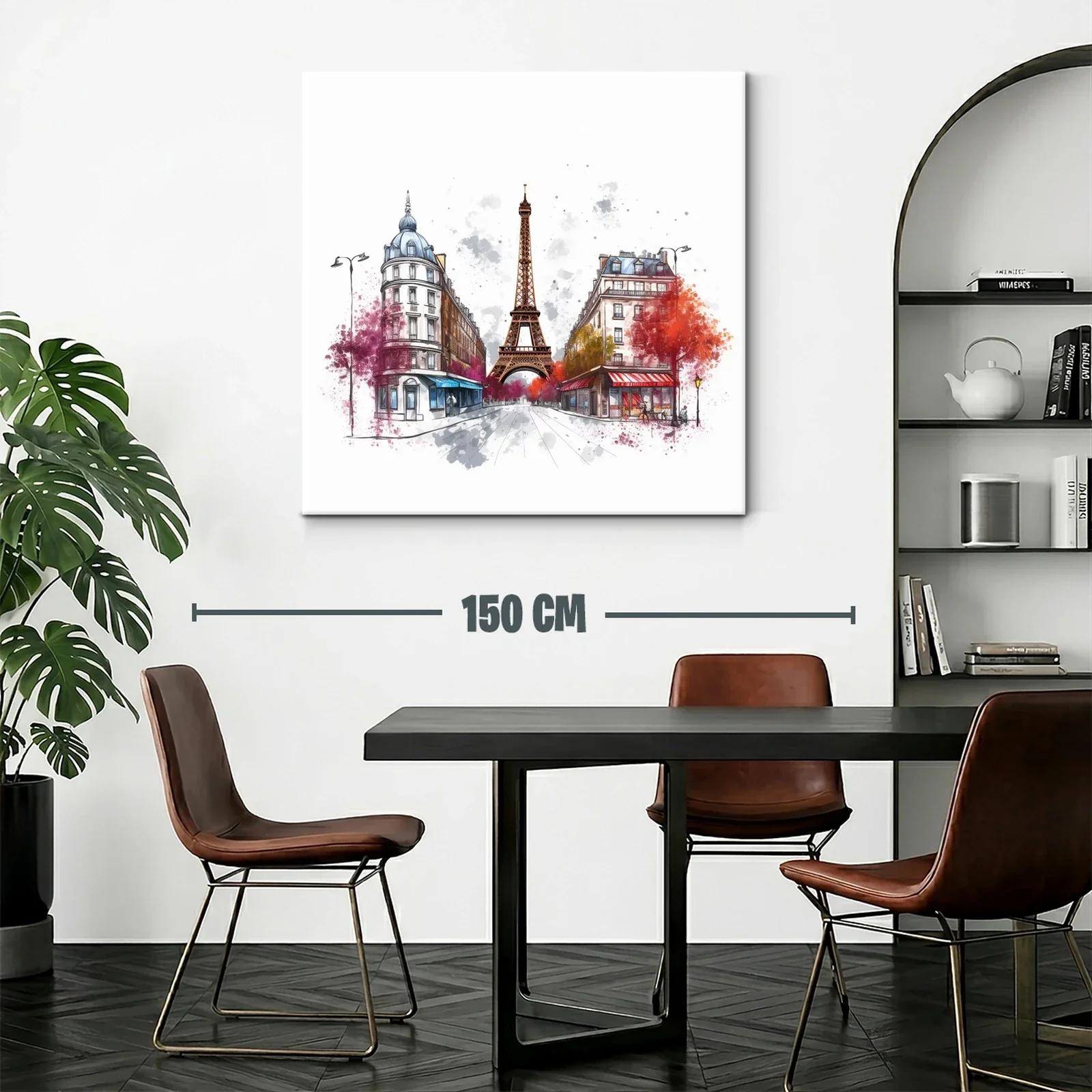 Ilustración urbana con la Torre Eiffel y fachadas parisinas — miniatura 2