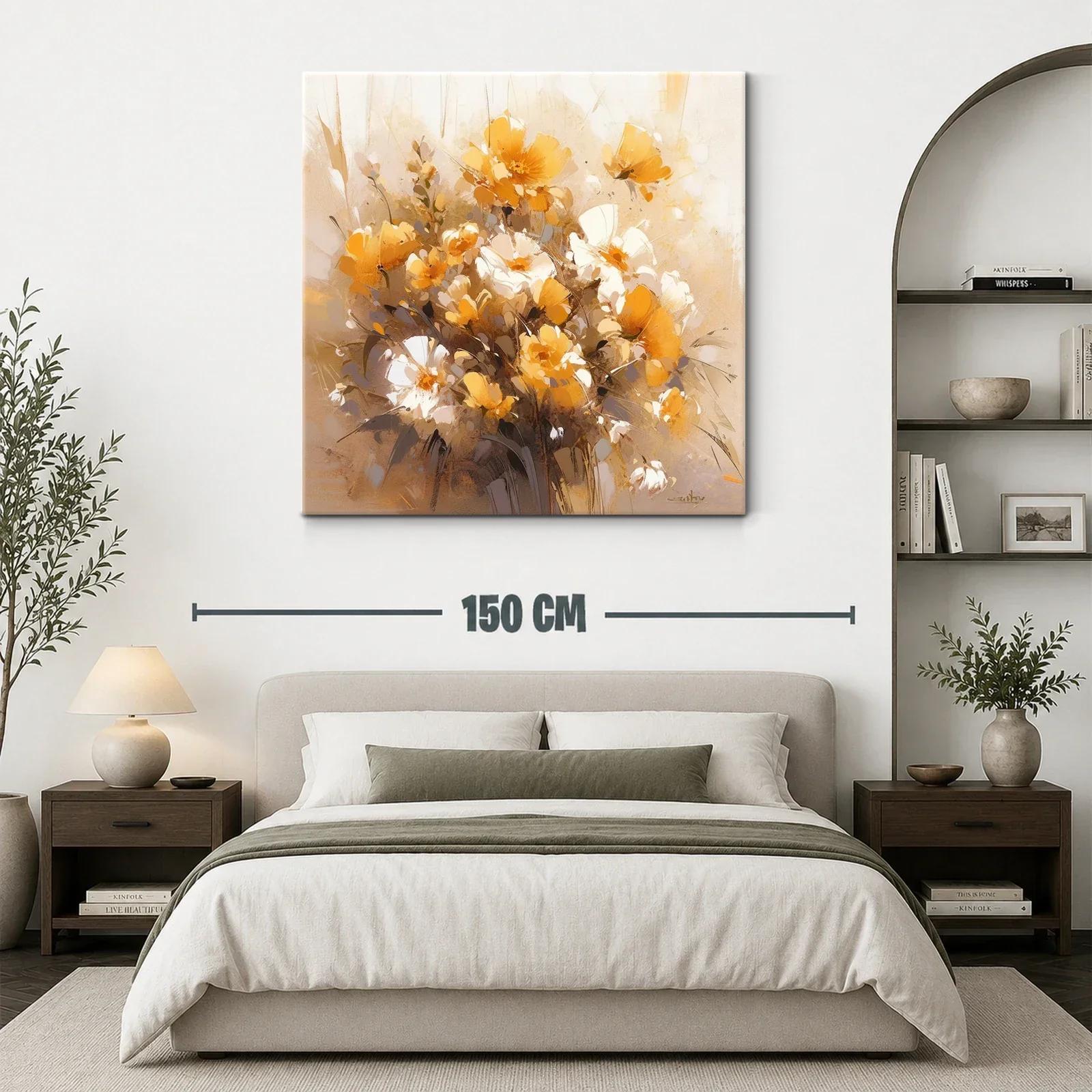 Composición vibrante de flores en tonos cálidos y neutros — miniatura 3