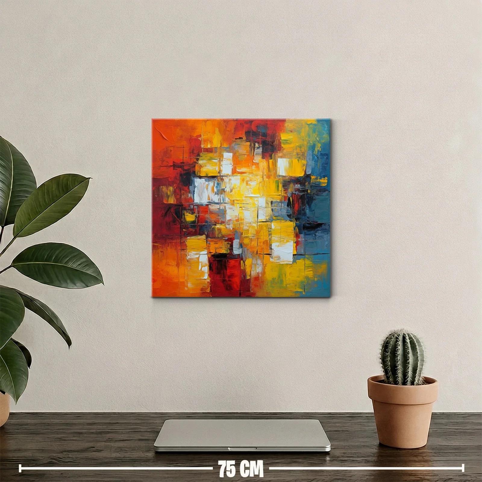 Cuadro abstracto con vibrantes tonos cálidos y fríos — miniatura 2