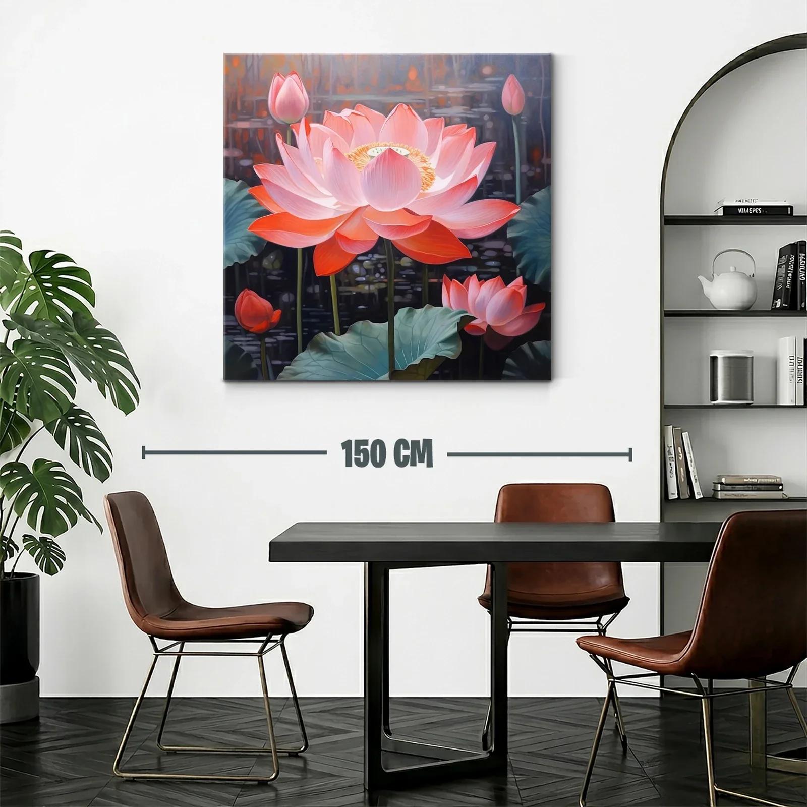 Flor de loto en tonos cálidos y fondo oscuro — miniatura 2