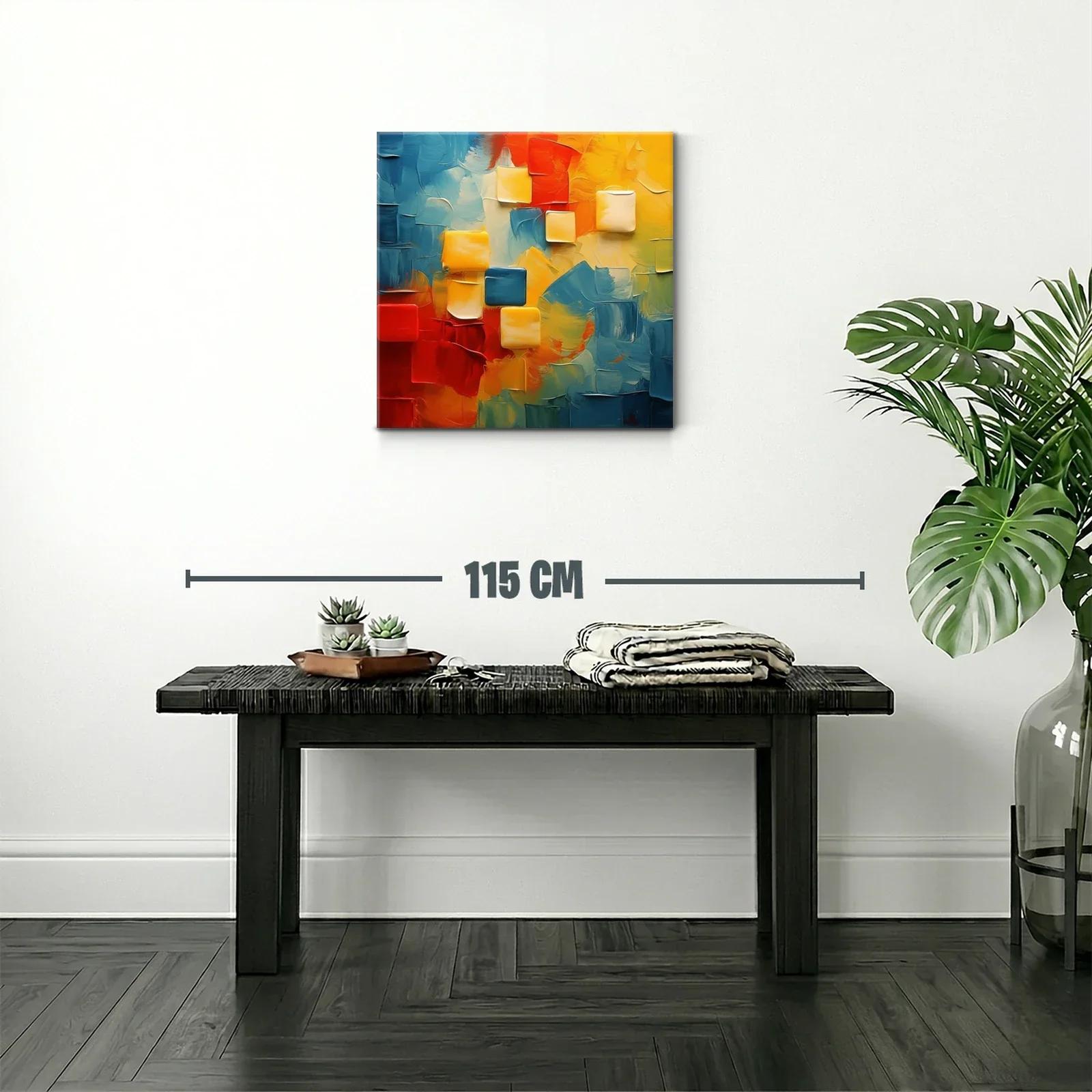 Cuadro abstracto con vibrantes tonos cálidos y fríos — miniatura 2