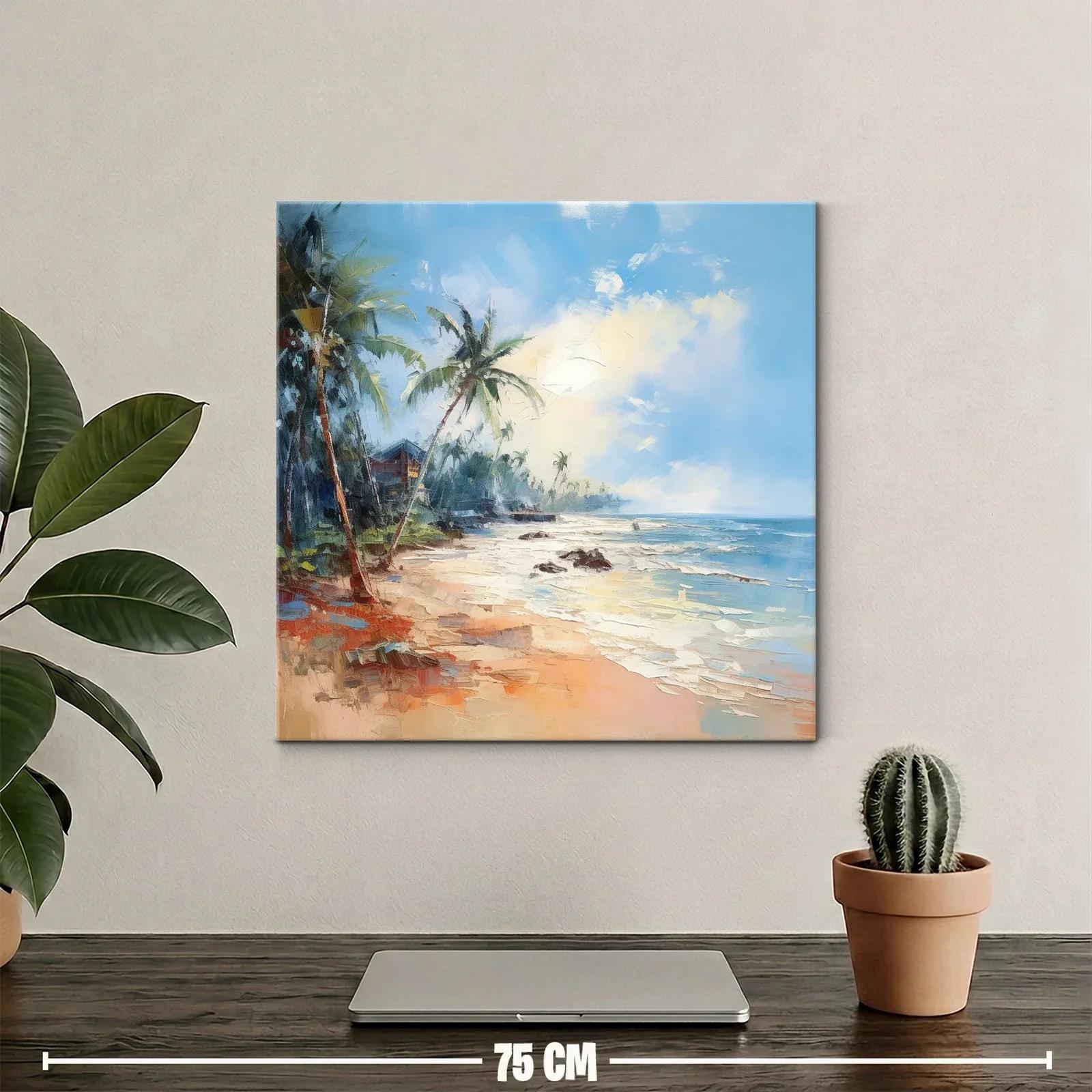 Paisaje costero con palmeras y mar azul brillante — miniatura 2