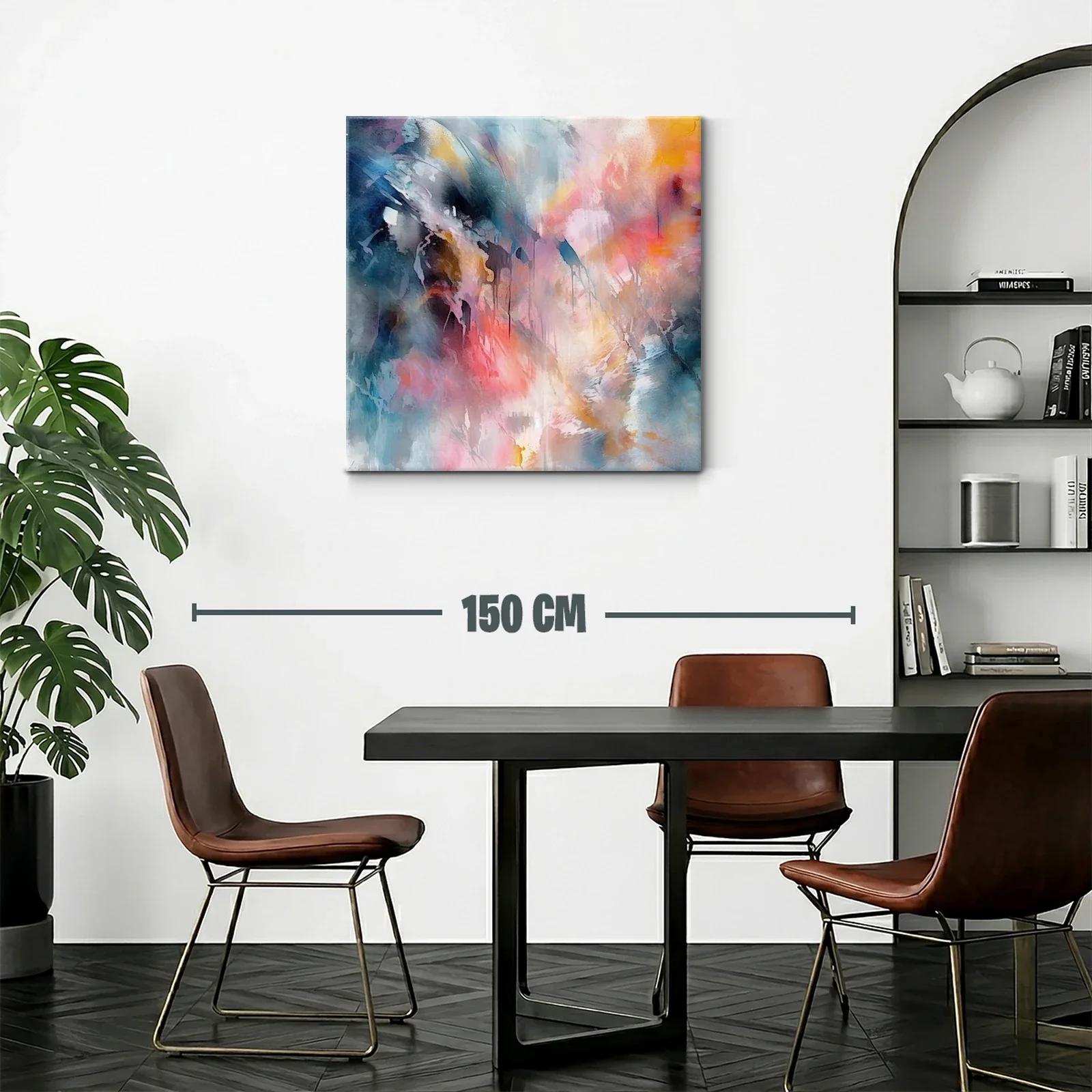 Cuadro abstracto con tonos cálidos y fríos vibrantes — miniatura 2