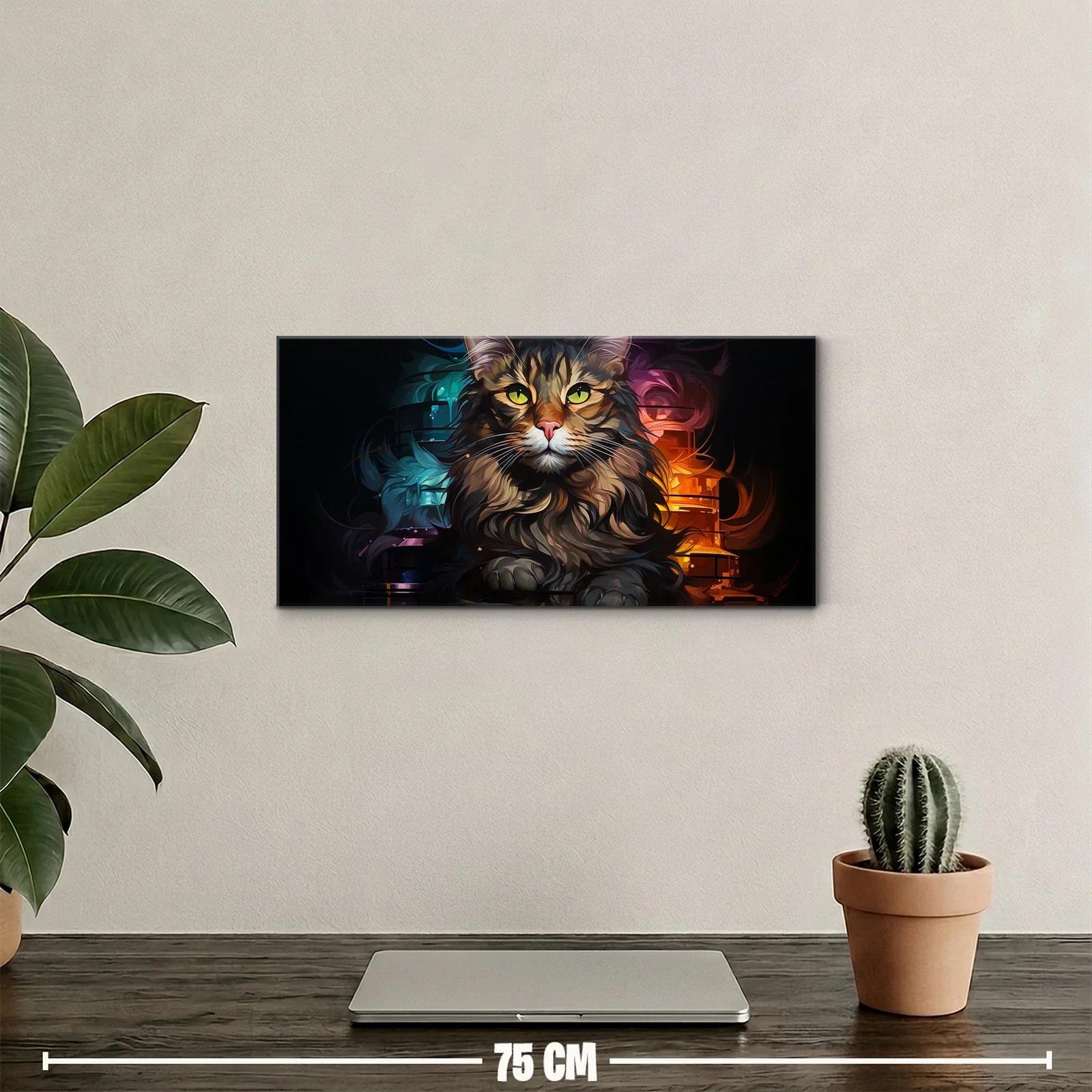Cuadro gato de pelo largo atigrado con luces de colores — miniatura 2