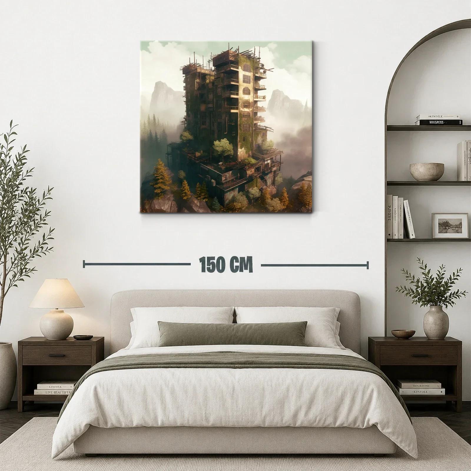 Edificio abandonado entre naturaleza y niebla misteriosa — miniatura 3