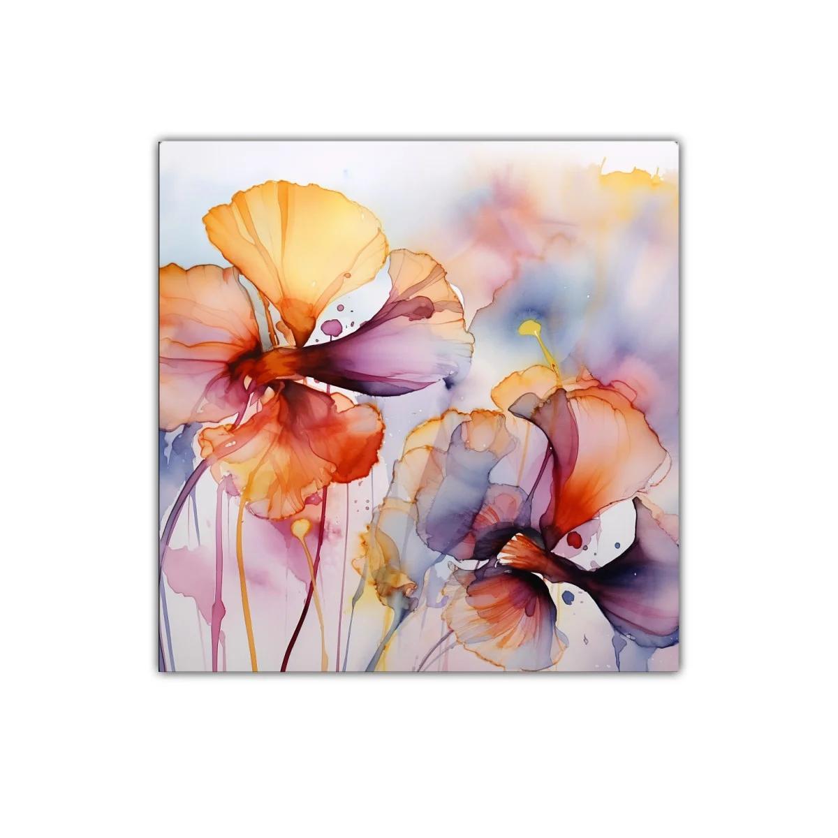 Cuadro decorativo con delicadas flores en tonos cálidos y suaves