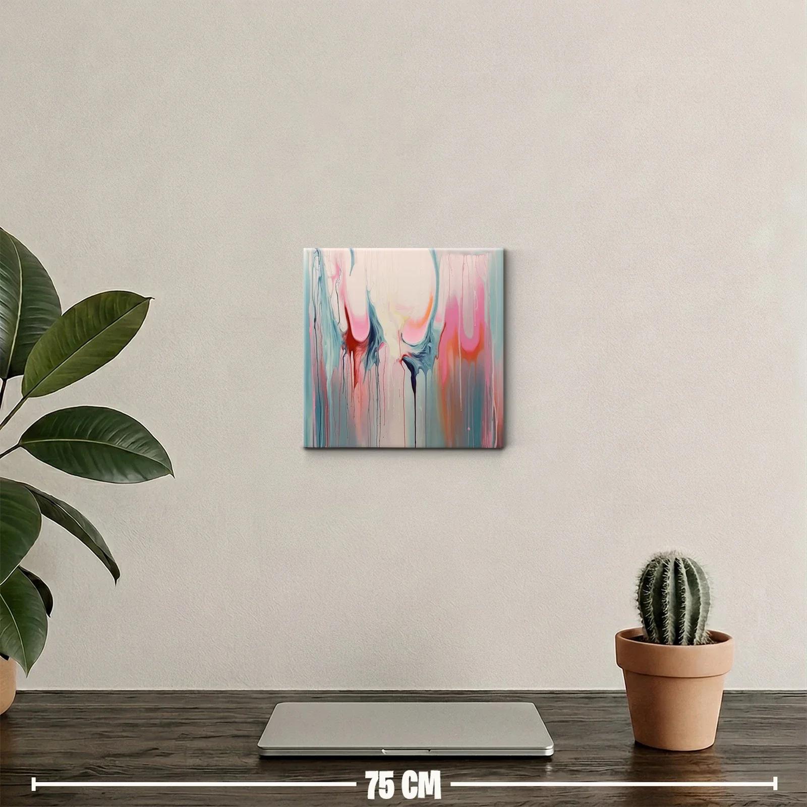 Cuadro abstracto con formas fluidas en tonos pastel y vibrantes — miniatura 2
