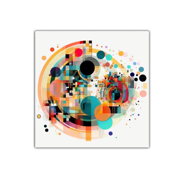 Cuadro decorativo abstracto con círculos coloridos vibrantes