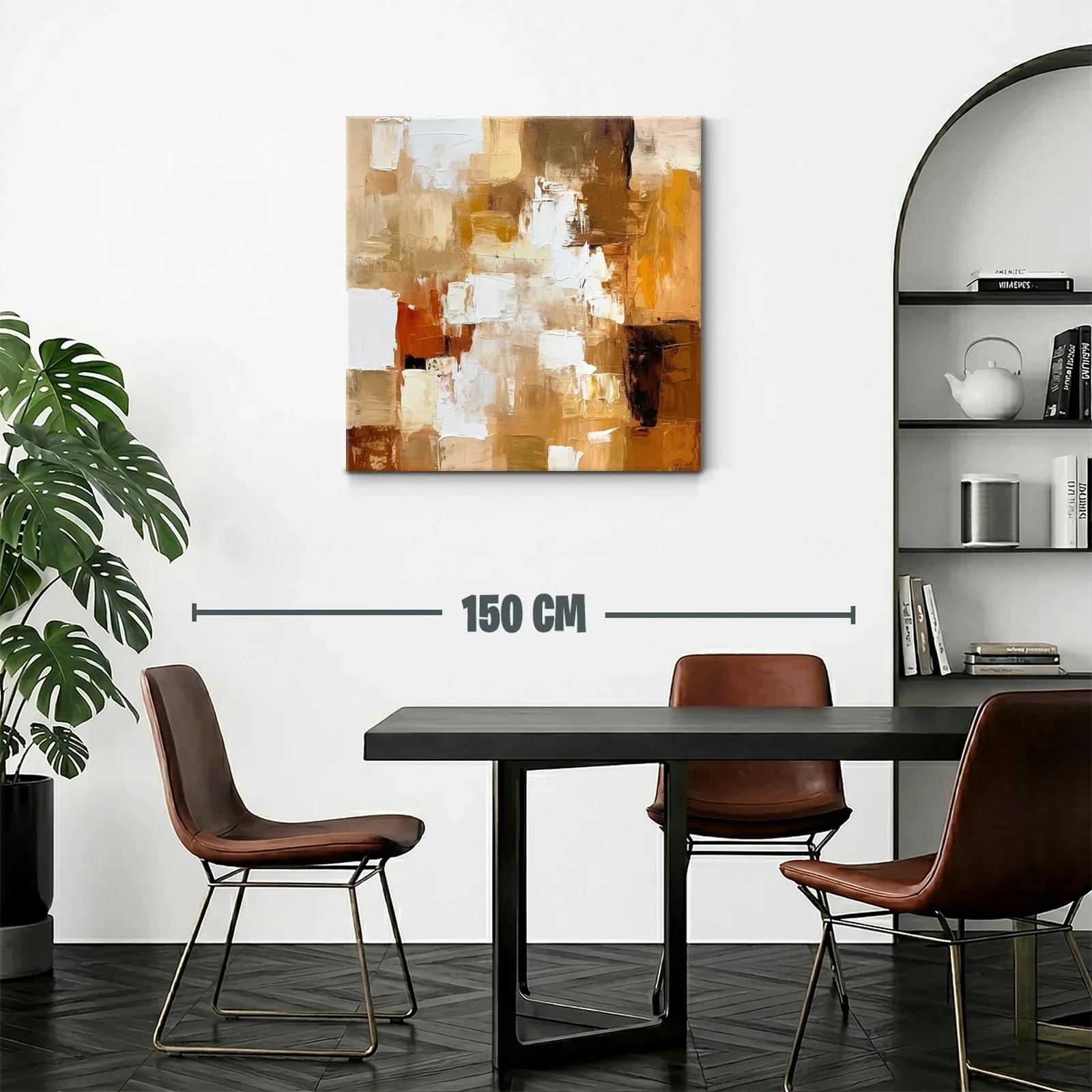 Cuadro abstracto en tonos cálidos marrones y beige — miniatura 2