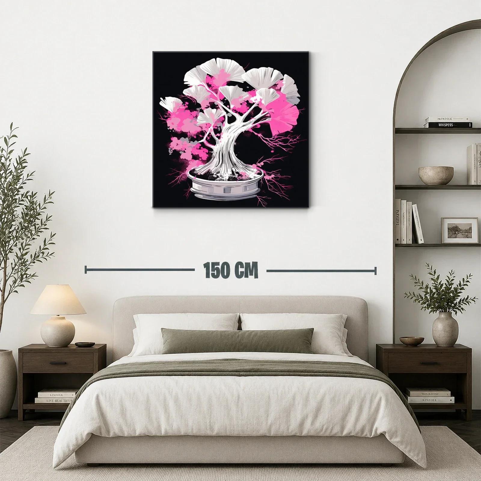 Cuadro Árbol Bonsái con Tonos Rosados y Blancos Vibrantes — miniatura 3